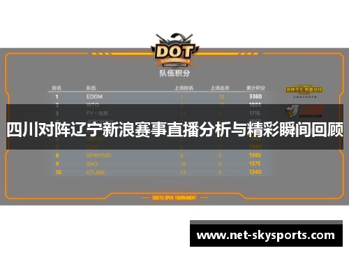 四川对阵辽宁新浪赛事直播分析与精彩瞬间回顾